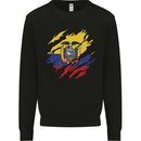Torn Ecuador Flag Ecuadorian Day Football Kids Sweatshirt Jumper Black