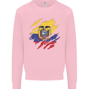 Torn Ecuador Flag Ecuadorian Day Football Kids Sweatshirt Jumper Light Pink