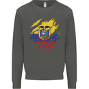 Torn Ecuador Flag Ecuadorian Day Football Kids Sweatshirt Jumper Storm Grey