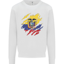 Torn Ecuador Flag Ecuadorian Day Football Kids Sweatshirt Jumper White