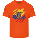 Torn Ecuador Flag Ecuadorian Day Football Kids T-Shirt Childrens Orange