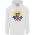 Torn Ecuador Flag Ecuadorian Day Football Mens 80% Cotton Hoodie White