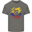 Torn Ecuador Flag Ecuadorian Day Football Mens Cotton T-Shirt Tee Top Charcoal