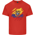 Torn Ecuador Flag Ecuadorian Day Football Mens Cotton T-Shirt Tee Top Red