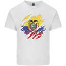 Torn Ecuador Flag Ecuadorian Day Football Mens Cotton T-Shirt Tee Top White