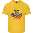 Torn Ecuador Flag Ecuadorian Day Football Mens Cotton T-Shirt Tee Top Yellow