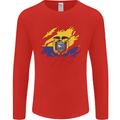 Torn Ecuador Flag Ecuadorian Day Football Mens Long Sleeve T-Shirt Red