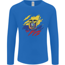 Torn Ecuador Flag Ecuadorian Day Football Mens Long Sleeve T-Shirt Royal Blue