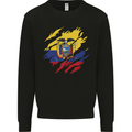 Torn Ecuador Flag Ecuadorian Day Football Mens Sweatshirt Jumper Black