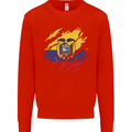 Torn Ecuador Flag Ecuadorian Day Football Mens Sweatshirt Jumper Bright Red