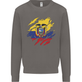 Torn Ecuador Flag Ecuadorian Day Football Mens Sweatshirt Jumper Charcoal