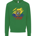 Torn Ecuador Flag Ecuadorian Day Football Mens Sweatshirt Jumper Irish Green