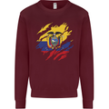 Torn Ecuador Flag Ecuadorian Day Football Mens Sweatshirt Jumper Maroon