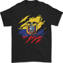 Torn Ecuador Flag Ecuadorian Day Football Mens T-Shirt 100% Cotton Black