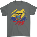 Torn Ecuador Flag Ecuadorian Day Football Mens T-Shirt 100% Cotton Charcoal