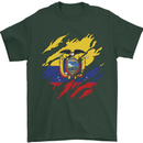 Torn Ecuador Flag Ecuadorian Day Football Mens T-Shirt 100% Cotton Forest Green
