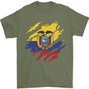Torn Ecuador Flag Ecuadorian Day Football Mens T-Shirt 100% Cotton Military Green