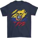 Torn Ecuador Flag Ecuadorian Day Football Mens T-Shirt 100% Cotton Navy Blue
