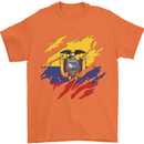 Torn Ecuador Flag Ecuadorian Day Football Mens T-Shirt 100% Cotton Orange
