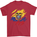 Torn Ecuador Flag Ecuadorian Day Football Mens T-Shirt 100% Cotton Red