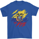 Torn Ecuador Flag Ecuadorian Day Football Mens T-Shirt 100% Cotton Royal Blue