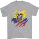 Torn Ecuador Flag Ecuadorian Day Football Mens T-Shirt 100% Cotton Sports Grey