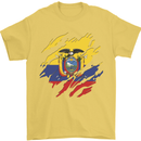 Torn Ecuador Flag Ecuadorian Day Football Mens T-Shirt 100% Cotton Yellow