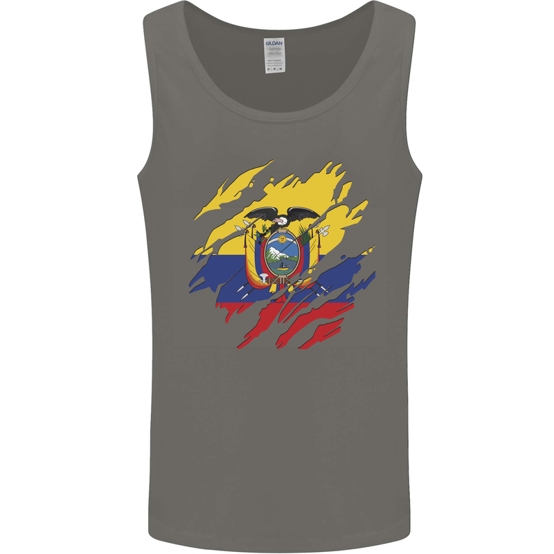 Torn Ecuador Flag Ecuadorian Day Football Mens Vest Tank Top Charcoal