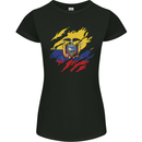 Torn Ecuador Flag Ecuadorian Day Football Womens Petite Cut T-Shirt Black