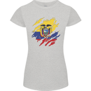 Torn Ecuador Flag Ecuadorian Day Football Womens Petite Cut T-Shirt Sports Grey