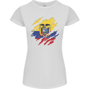 Torn Ecuador Flag Ecuadorian Day Football Womens Petite Cut T-Shirt White