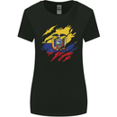 Torn Ecuador Flag Ecuadorian Day Football Womens Wider Cut T-Shirt Black