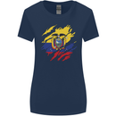 Torn Ecuador Flag Ecuadorian Day Football Womens Wider Cut T-Shirt Navy Blue