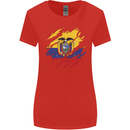 Torn Ecuador Flag Ecuadorian Day Football Womens Wider Cut T-Shirt Red
