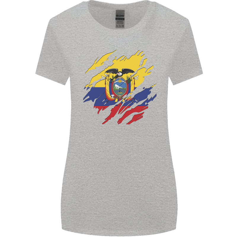 Torn Ecuador Flag Ecuadorian Day Football Womens Wider Cut T-Shirt Sports Grey