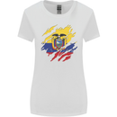 Torn Ecuador Flag Ecuadorian Day Football Womens Wider Cut T-Shirt White