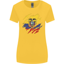 Torn Ecuador Flag Ecuadorian Day Football Womens Wider Cut T-Shirt Yellow