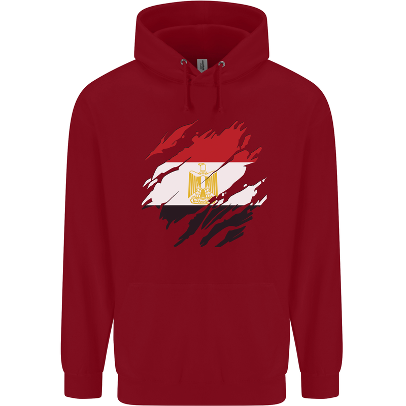 Torn Egypt Flag Egyptian Day Football Childrens Kids Hoodie Red