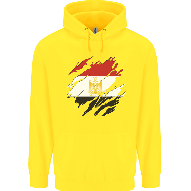 Torn Egypt Flag Egyptian Day Football Childrens Kids Hoodie Yellow