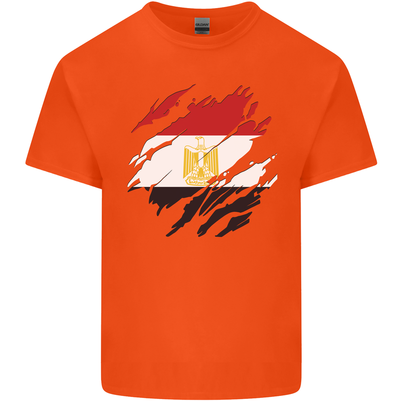 Torn Egypt Flag Egyptian Day Football Kids T-Shirt Childrens Orange