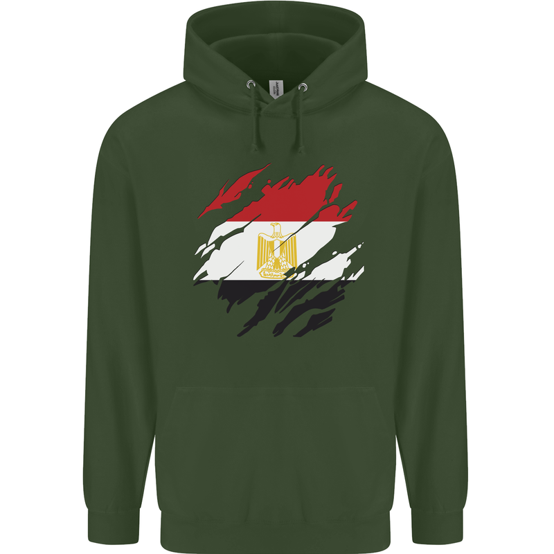 Torn Egypt Flag Egyptian Day Football Mens 80% Cotton Hoodie Forest Green