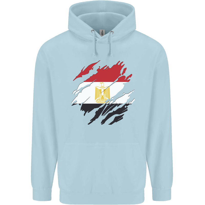 Torn Egypt Flag Egyptian Day Football Mens 80% Cotton Hoodie Light Blue