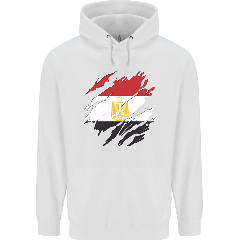 Torn Egypt Flag Egyptian Day Football Mens 80% Cotton Hoodie White