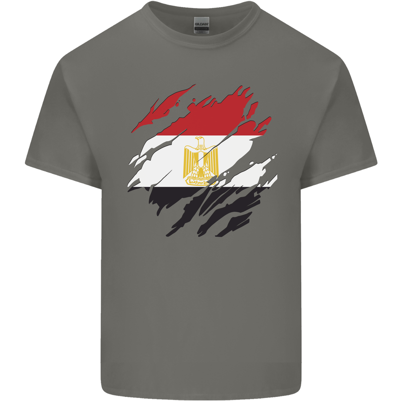 Torn Egypt Flag Egyptian Day Football Mens Cotton T-Shirt Tee Top Charcoal