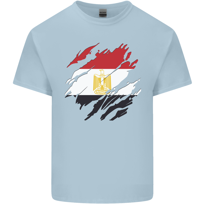 Torn Egypt Flag Egyptian Day Football Mens Cotton T-Shirt Tee Top Light Blue