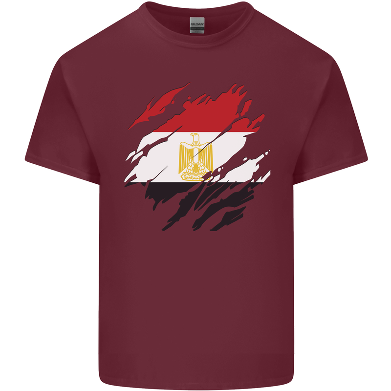 Torn Egypt Flag Egyptian Day Football Mens Cotton T-Shirt Tee Top Maroon