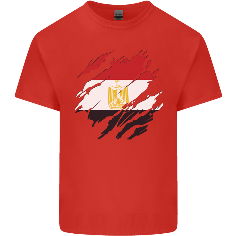 Torn Egypt Flag Egyptian Day Football Mens Cotton T-Shirt Tee Top Red