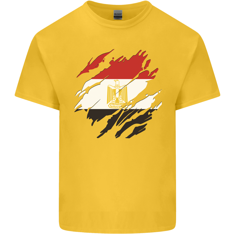 Torn Egypt Flag Egyptian Day Football Mens Cotton T-Shirt Tee Top Yellow