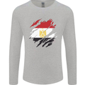 Torn Egypt Flag Egyptian Day Football Mens Long Sleeve T-Shirt Sports Grey