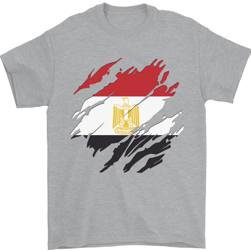 Torn Egypt Flag Egyptian Day Football Mens T-Shirt 100% Cotton Sports Grey